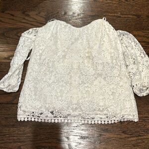 Bailey 44 white off the shoulder lace shirt